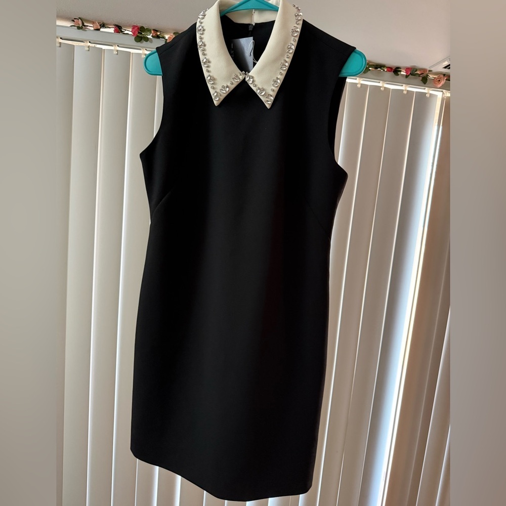 NWT J CREW Embellished collared shift dress in black stretch crepe size 6 - Picture 4 of 9